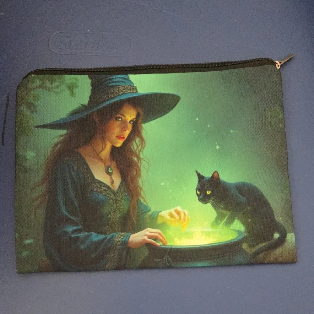 Witch and Cat Cosmetic Zipper Pouch - Picture 2 of 3
